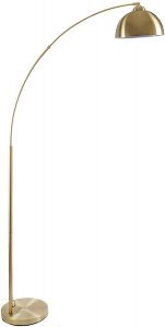Archiology Modern Arc Floor Lamp ，79" Height Gold Brass Floor Lamp Curved ，and Metal Dome Shade with Glossy White Interior Perfect for Living