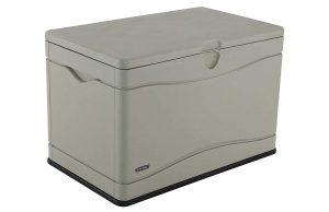 LIFETIME 60059 Black Bottom & Desert (Tan) Sides and Lid Outdoor Storage Box-80 Gal