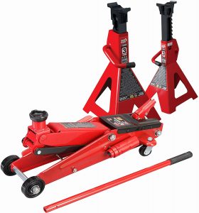 SUV 3 Ton Floor Jack with 3 Ton Jack Stands Heavy Duty Set Large SUV Truck Lift Torin Brand