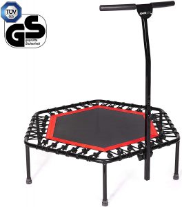 Sportplus Silent Fitness Mini Trampoline with Adjustable Handrail Bar