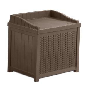 Suncast 22-Gallon Small Deck Box - Lightweight Resin Indoor/Outdoor Storage Container and Seat for Patio Cushions