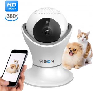 VINSION HD 1080p Pet Camera，Dog Camera 360° Pet Monitor Indoor Cat Camera with Night Vision and Two Way Audio