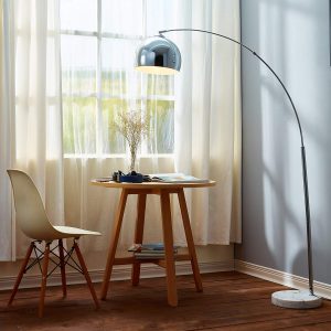 Versanora VN-L00010 Arquer Metal Arc 67" Height Chrome Finished Shade and White Marble Base Floor Lamp
