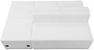 4 Piece Contemporary White Leather Reception Configuration