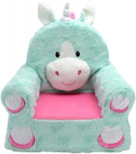 Teal Unicorn Children's Plush Chair