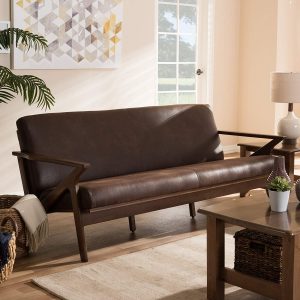 Baxton Studio 3-Seater Sofa in Walnut and Dark Brown
