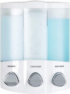 Better Living Products 76354 Euro Series TRIO 3-Chamber Soap and Shower Dispenser, White