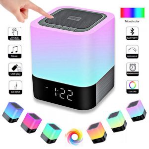 Portable Wireless Bluetooth Speaker, 48 LED Changing Color, Touch Control Bedside Lamp