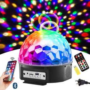 DJ Sound Activated Rotating Lights Wireless Phone Connection with Bluetooth Speaker