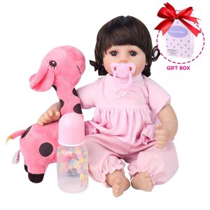 CHAREX Realistic Reborn Baby Dolls Girl, 18Inch Silicone Baby Dolls with Giraffe | silicone newborn baby doll | full body silicone reborn baby doll