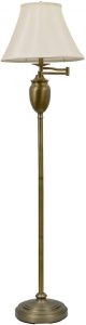 Décor Therapy PL1598 59" Antique Brass Swing-arm Floor Lamp with Faux Silk Shade