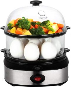 Egg Cooker,PowerDoF Multifunctional Double Layer Rapid Electric Egg Steamer Boiler with 14 Egg Capacity