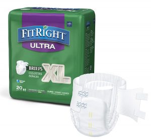 FitRight Ultra Adult Diapers, Disposable Incontinence Briefs with Tabs