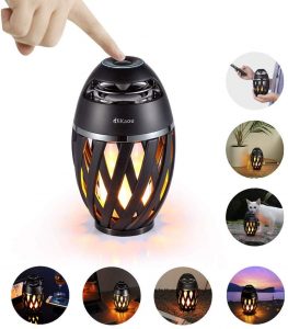 LED Flame Outdoor Table Lamp, DiKaou Torch Table Lamp with Blutooth Speaker