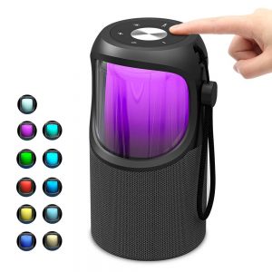 JUSTNEED Waterproof 360° Loud Stereo Speaker with 11 Changing RGB Colors Light for Home Party Camping Beach