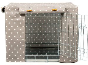 Lords & Labradors Grey Spot Oilcloth Dog Crate Cover to fit Midwest iCrate and Similar Sized Dog crates