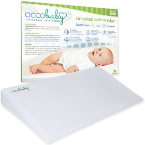 OCCObaby Universal Baby Crib Wedge Pillow with Removable Waterproof Cotton Cover