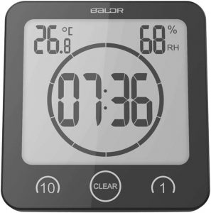 BALDR Bathroom LCD Waterproof Shower Clock, Black