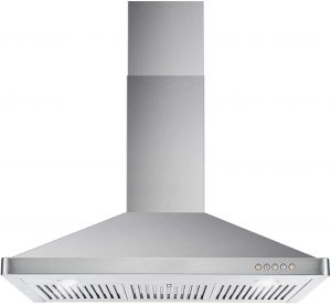 Kitchen Chimney-Style Over Stove Vent LED Light , 3 Speed Exhaust Fan, Permanent Filter ( Stainless Steel)