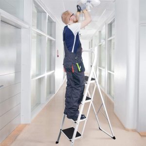 Anti-Slip Sturdy and Wide Pedal 300lbs Portable Steel Step Ladder