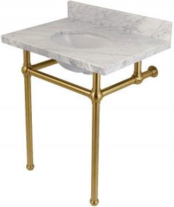 Fauceture KVPB30MB7 Templeton Carrara Marble Bathroom Console VanityFauceture KVPB30MB7 Templeton Carrara Marble Bathroom Console Vanity