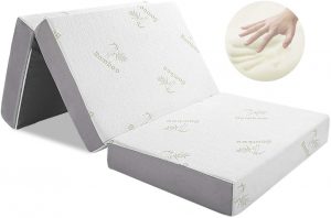 Tri-fold Mattress with Ultra Soft Removable Bamboo Cover Washable, Non-Slip Bottom & Breathable Mesh Sides - Full 4-Inch