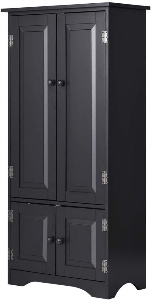 Giantex Accent Floor Storage Cabinet Adjustable Shelves Antique 2-Door Low Floor Cabinet Pantry