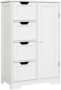 HOMFA Bathroom Floor Cabinet, Wooden Side Storage Organizer Cabinet