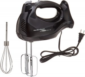 Hamilton Beach 6-Speed Electric Hand Mixer with Snap-On Case, Beaters, Whisk, Black