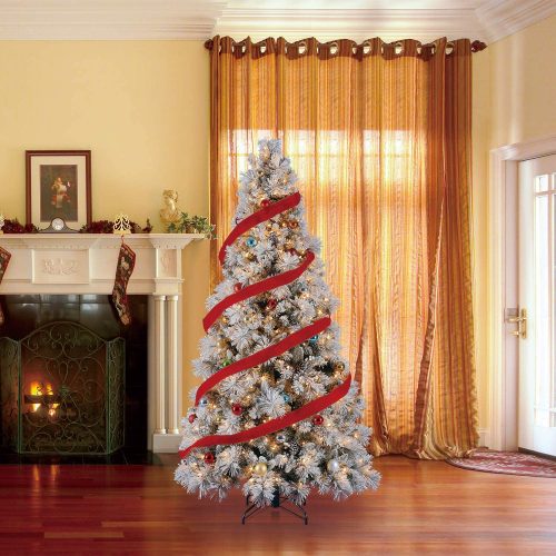 Home-Heritage-Snowdrift-Spruce-7.5-Foot-Snow-Flocked-Artificial-Pre-Lit-Christmas-
