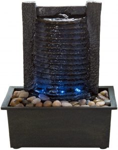 Lighted Waterfall Tabletop Fountain With Stone Wall and Soothing Sound for Office and Home Décor