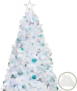 white christmas tree with ornament
