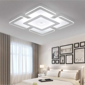 Nordic Ultrathin Close to Ceiling Light Indoor Square Acrylic Chandelier for Living Room, Bedroom & Dining Room