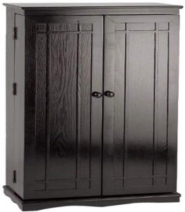 Leslie Dame Solid Oak Multimedia Storage Cabinet with Classic Mission Style Doors, Black