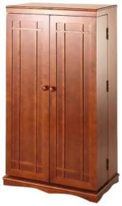 Leslie Dame Solid Oak Multimedia Storage Cabinet with Classic Mission Style Doors, Walnut