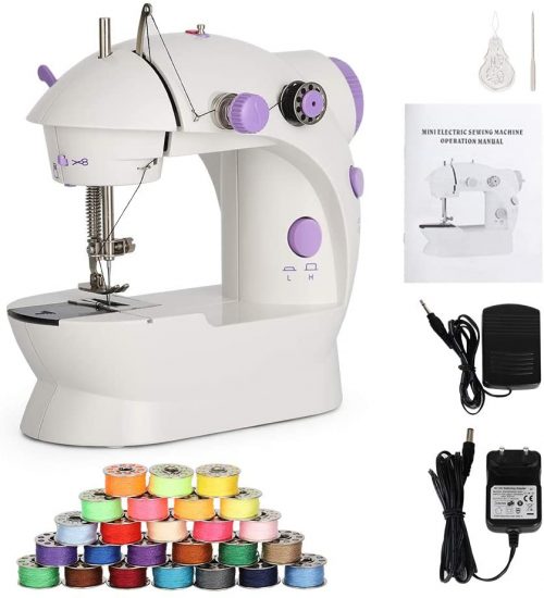 Liheya Sewing Machine Electric Mini Embroidery Machine Portable Sewing Kit with Dual Speed Double Thread