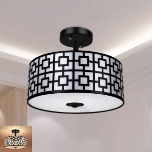 Entry Light Fixtures Ceiling Hanging for Dining Room, Kitchen, Hallway, Entry, Foyer, Living Room, 3-Lights-Black Finish