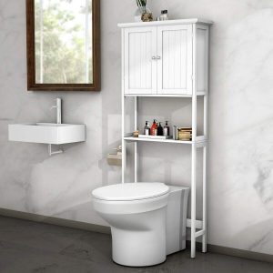 Over-The-Toilet Space Saver, BestComfort Bathroom Cabinet Organizer Over Toilet,Storage Cabinet with Adjustable Shelf for Bathroom