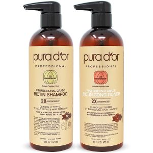 Thinning 2X Concentrated Actives Shampoo & Conditioner Set Clinically Tested - Sulfate Free, Natural Ingredients - Men & Women (Packaging may vary)