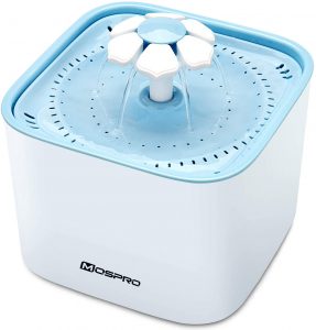 Flower Automatic Electric Water Bowl with 2 Replacement Filters for Dogs, Cats, Birds and Small Animals Blue