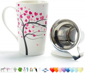 Home Teapot Set with Steel Steeper, Tea-Mug Brewer Marker, Steeping Filter for Loose Leave Tea Gift