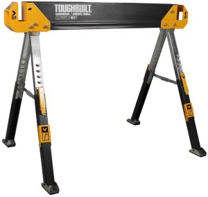 Adjustable folding sawhorse