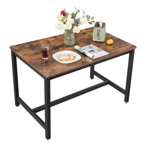 VASAGLE ALINRU Dining Table for 4 People, Kitchen Table, 47.2 x 29.5 x 29.5 Inches, Heavy Duty Metal Frame, Industrial Style, for Living Room, Dining Room, Rustic Brown UKDT