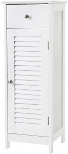 VASAGLE Bathroom Floor Cabinet Storage Organizer Set with Drawer and Single Shutter Door Wooden White