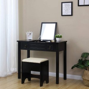 VASAGLE Vanity Set with Flip Top Mirror Makeup Dressing Table Writing Desk