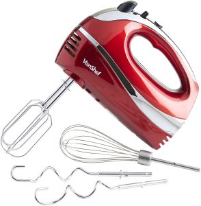 VonShef Electric Hand Mixer Whisk With Stainless Steel Attachments