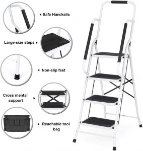 Portable Ladder Steel Frame with Safety Side Handrails