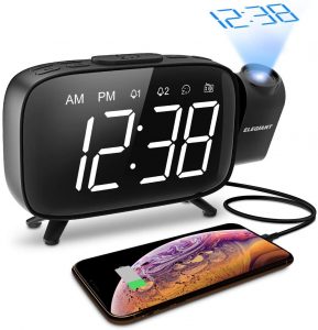 FM Radio Alarm Clock, 6.0'' LED Curved-Screen Display with Dimmer 180° Adjustable Dual Alarm, 12/24Hour