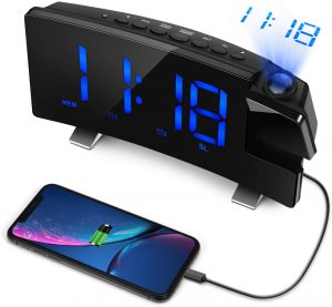 Dual Alarm Clock with 2 Alarm Sounds, Projection Clock on Ceiling
