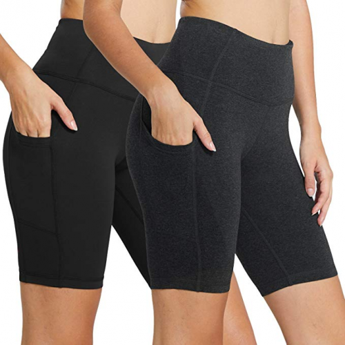 High Waist Workout - Compression Exercise Shorts Side Pockets